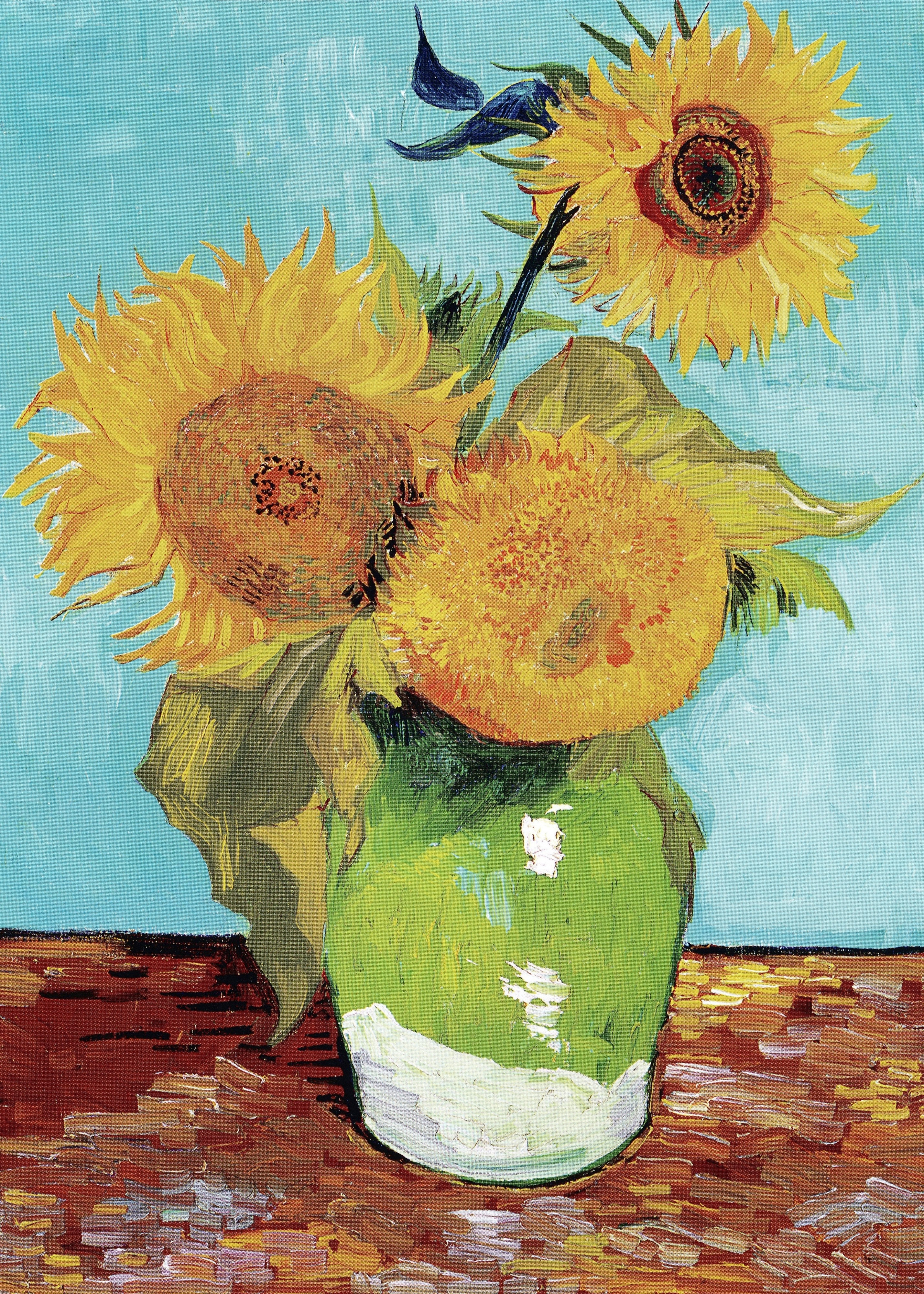 Sunflowers in Green Vase