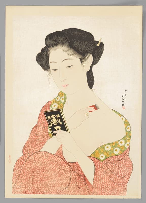 Woman Applying Makeup, by Hashiguchi Goyō, 1918 (Taishō 7)