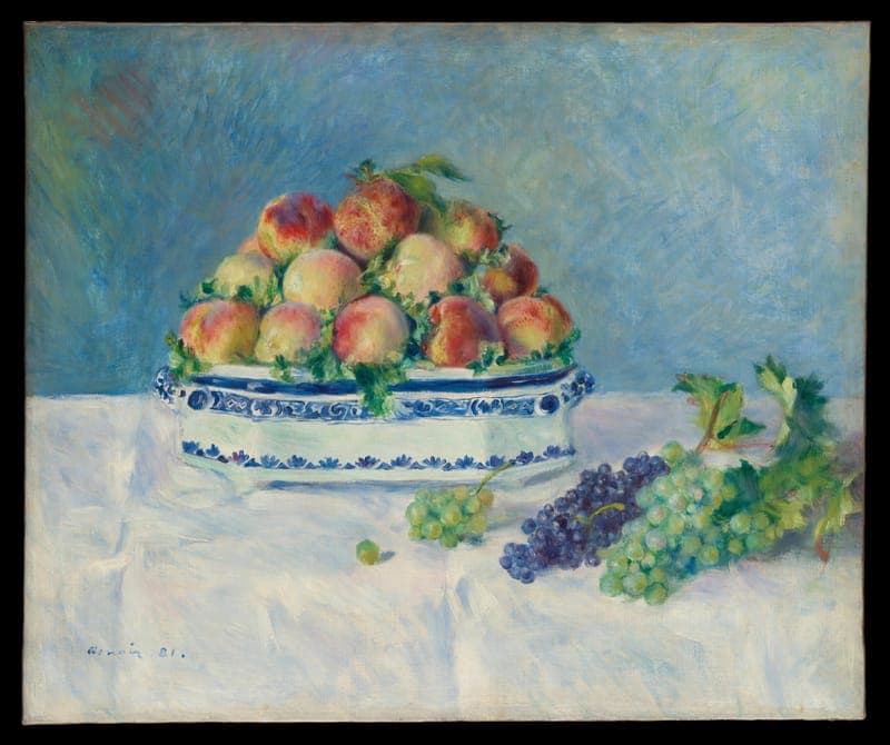 Still Life with Peaches and Grapes, by Auguste Renoir, 1881