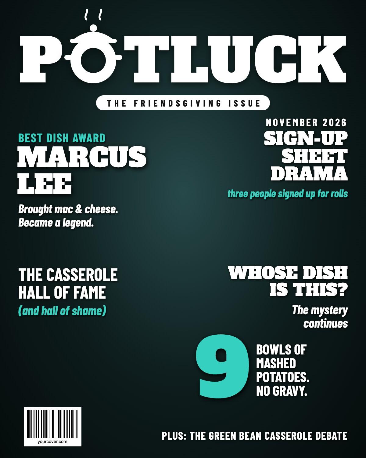Potluck (Friendsgiving) magazine cover template