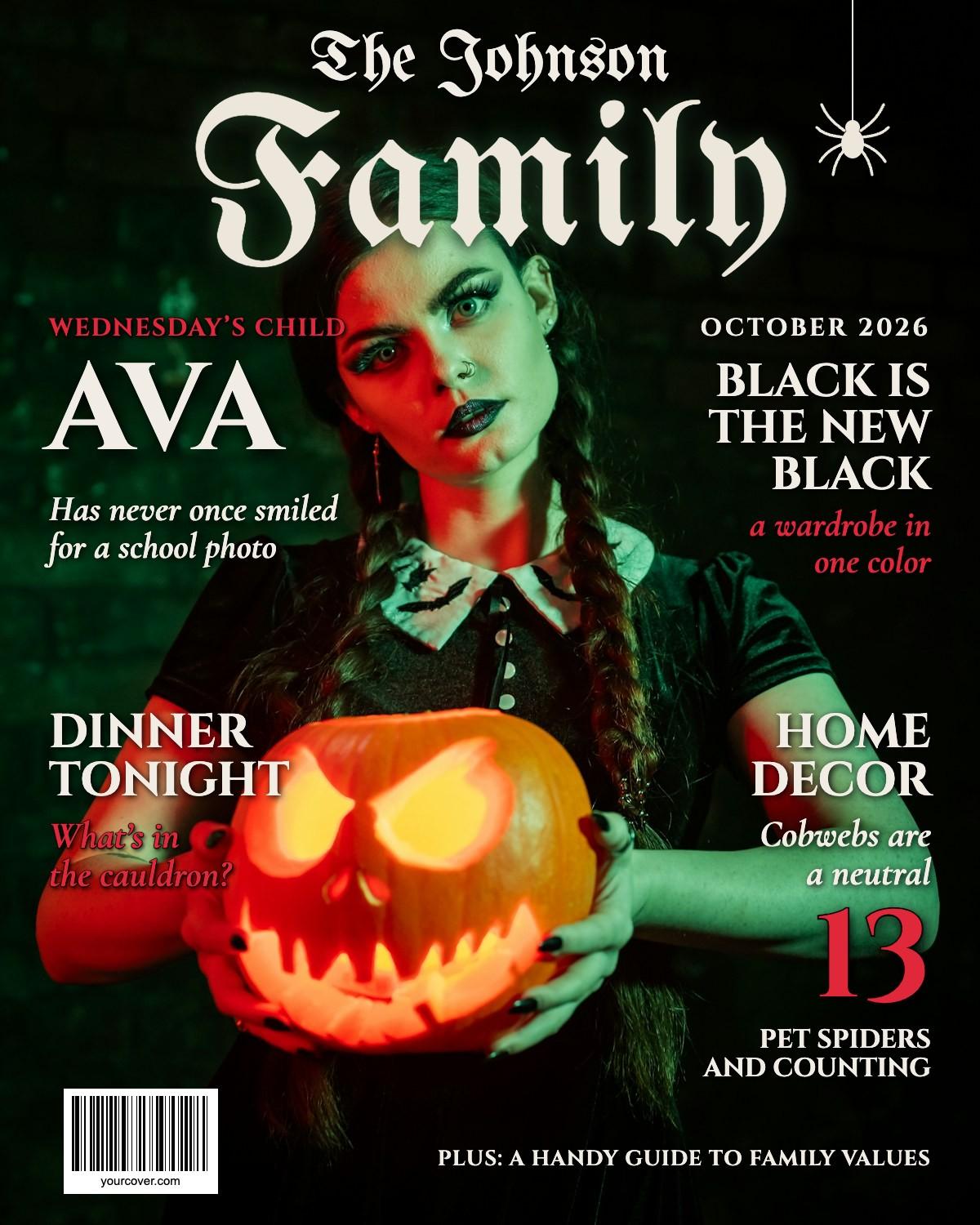 Gothic Family (Halloween) magazine cover template