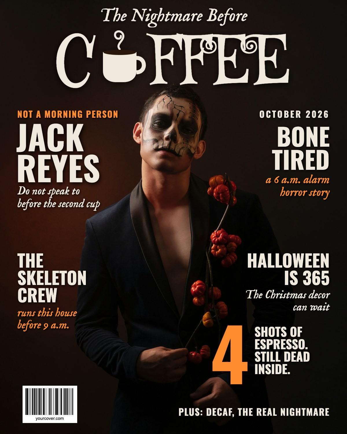 Nightmare Before Coffee (Halloween) magazine cover template