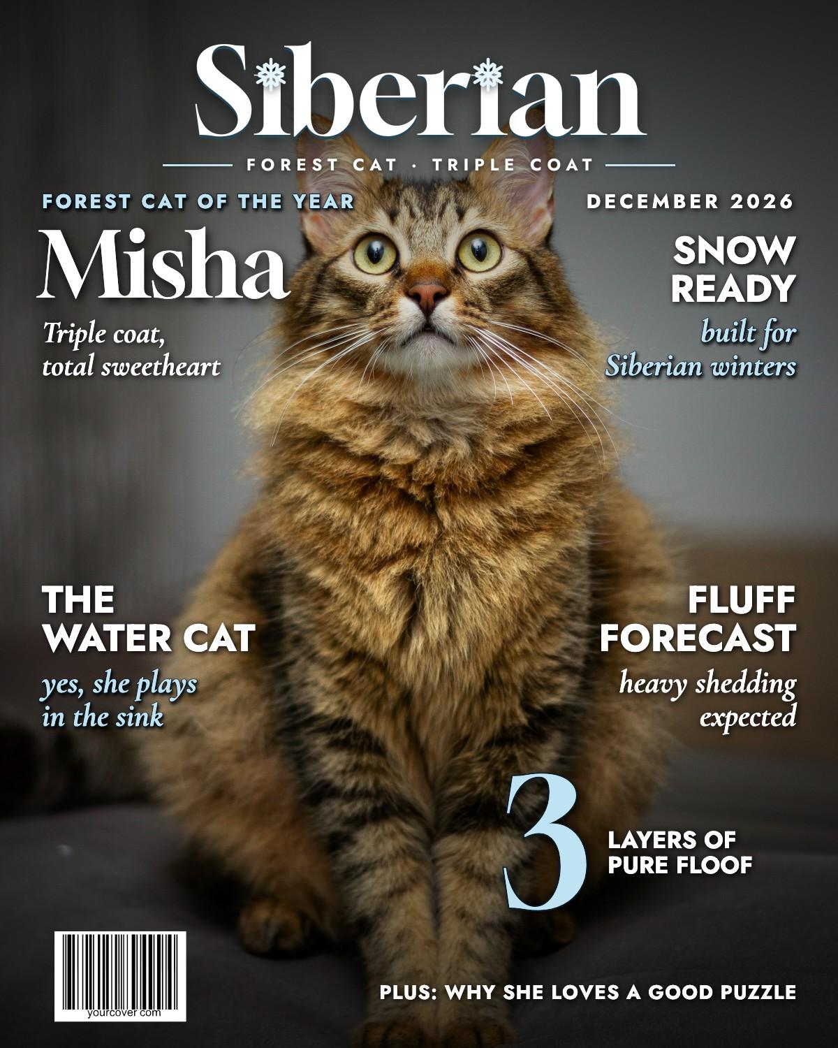 Siberian Cat magazine cover template