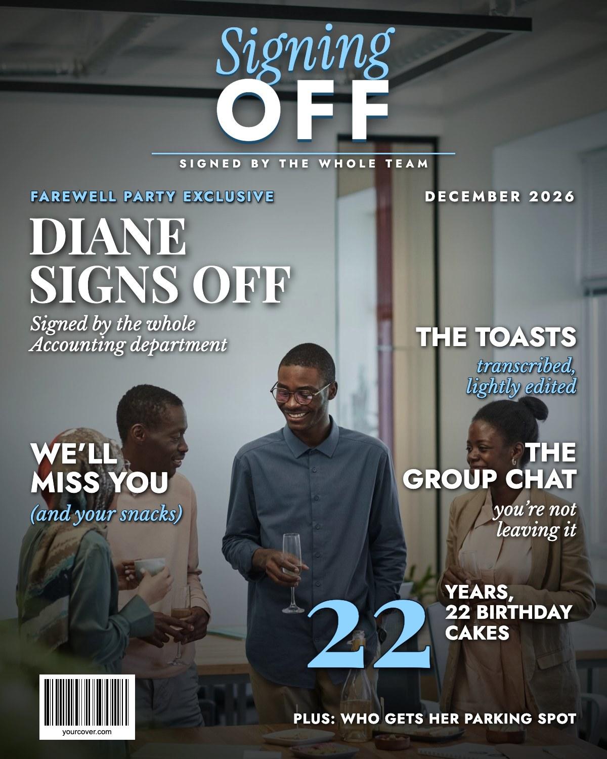 Signing Off magazine cover template