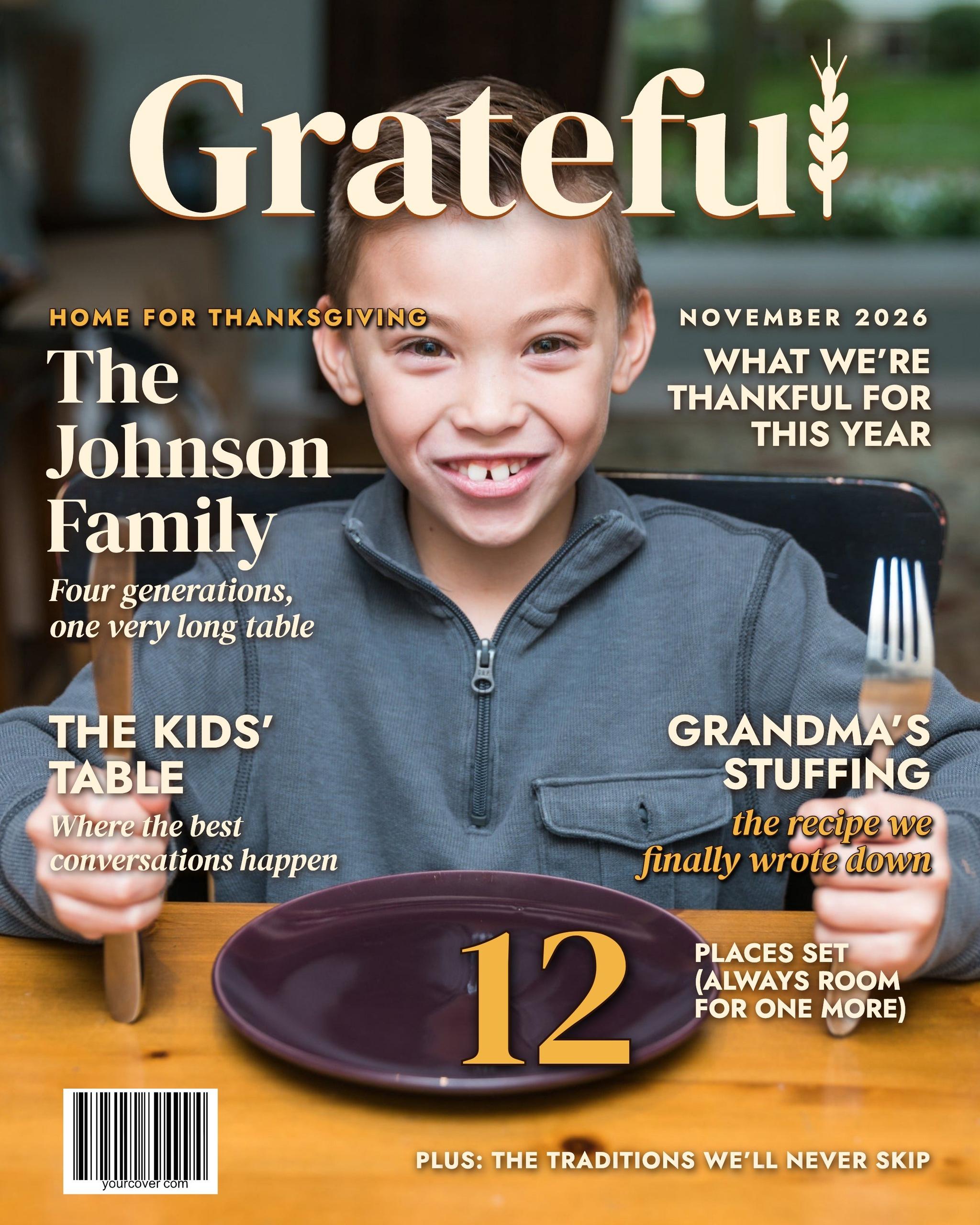 Grateful (Thanksgiving) magazine cover template