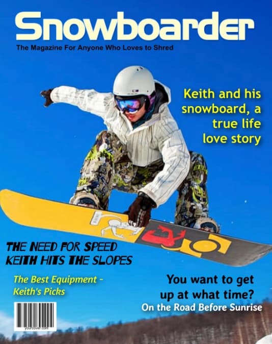 Snowboarder magazine cover template