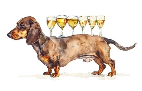 Dachshund with Champagne