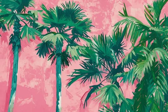 Tropical Palms on Pink