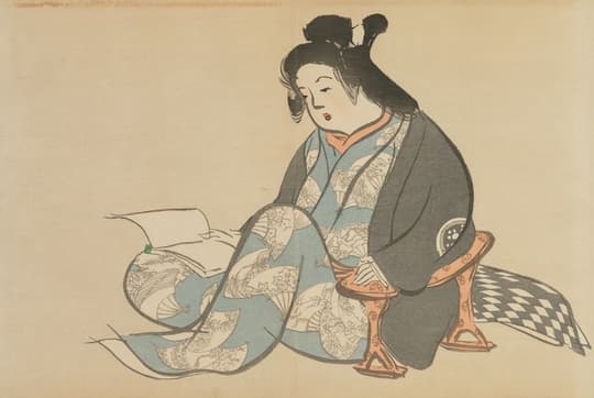 Woman with Fan and Crane