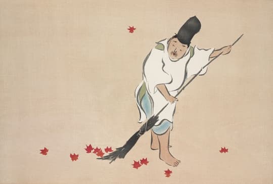 Figure with Falling Leaves