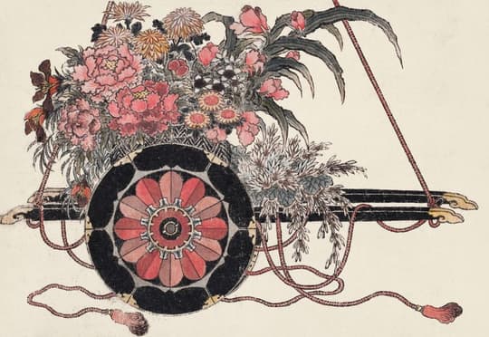 Floral Cart with Decorative Wheel