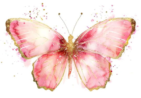 Pink Butterfly with Gold Dust