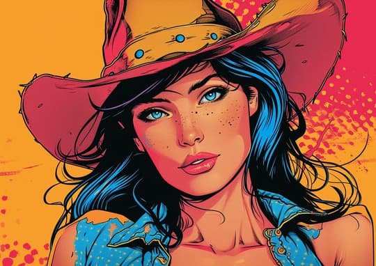 Pop Art Portrait with Blue Hat