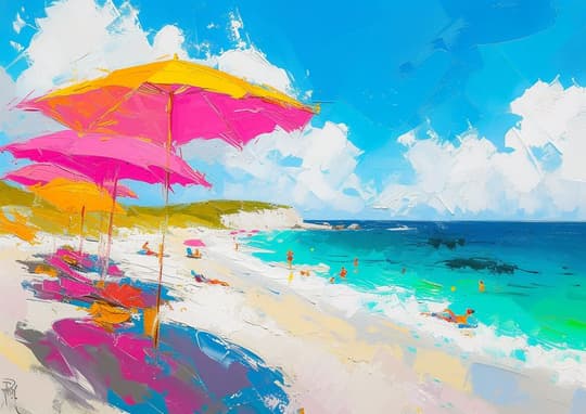 Vibrant Beach Umbrellas