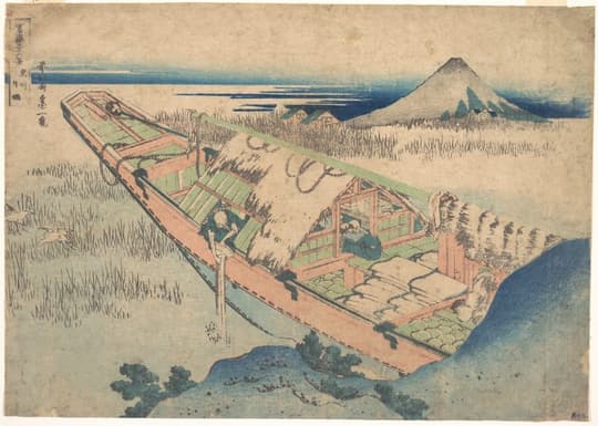 Ushibori in Hitachi Province (Jōshū Ushibori), from the series Thirty-six Views of Mount Fuji (Fugaku sanjūrokkei), by Katsus