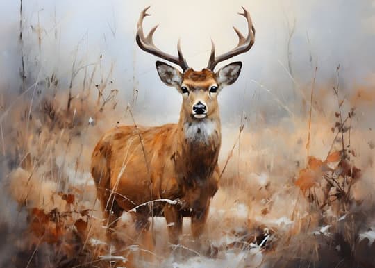 Stag in Winter Brush
