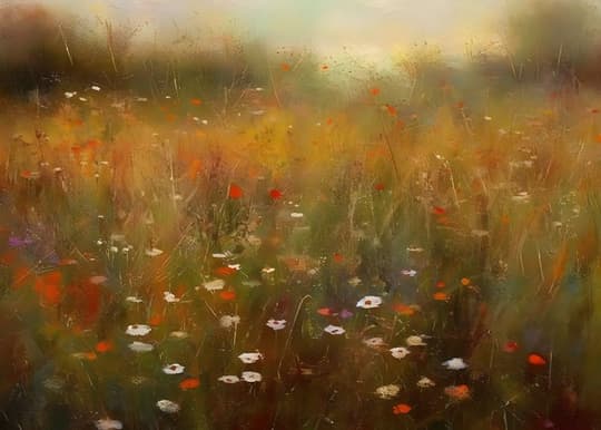 Golden Meadow with Wildflowers
