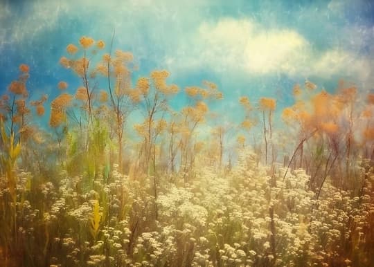 Golden Meadow Under Blue Sky