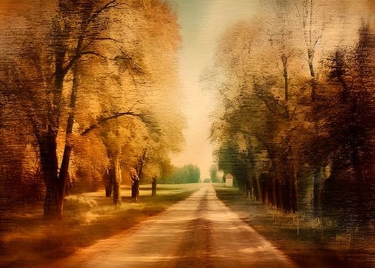 Golden Tree-Lined Country Road