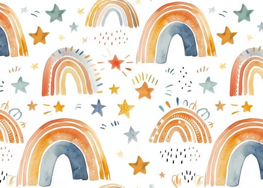 Whimsical Rainbow & Stars Pattern