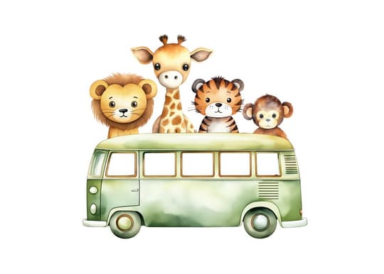 Safari Animals on a Road Trip