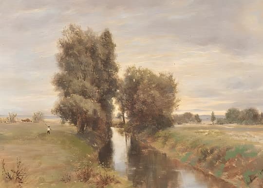 Pastoral Stream with Willows
