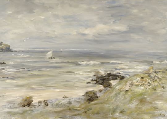 Sailboat off Rocky Coast