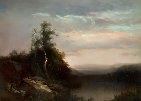 Riverside Landscape at Dusk