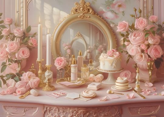 Luxe Vanity with Pink Roses