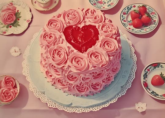 Romantic Rose Heart Cake
