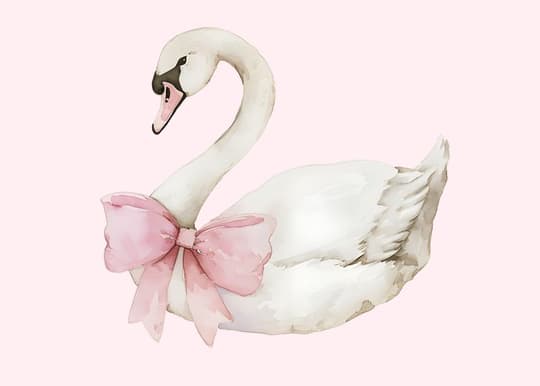 Graceful Swan with Pink Bow