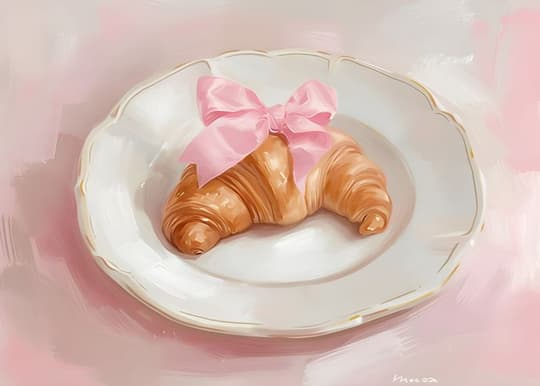 Croissant with Pink Bow