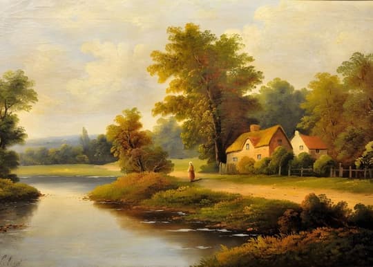 Riverside Cottage at Sunset