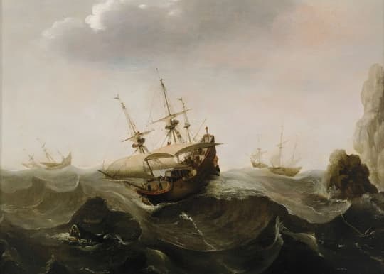 Shipwreck at Rocky Coast