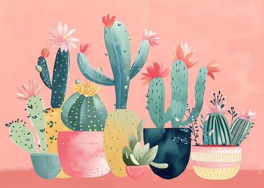 Blooming Cacti Garden