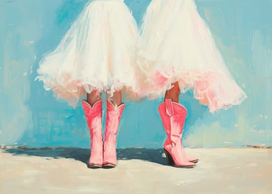 Pink Cowboy Boots & Tulle