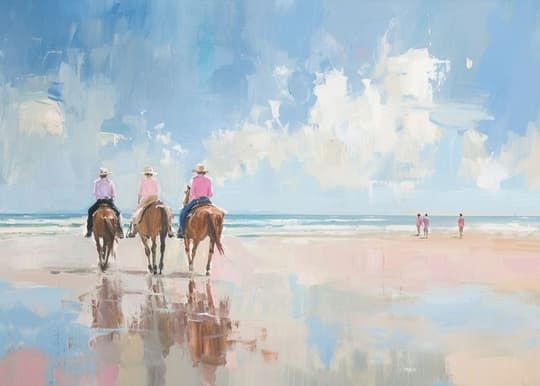 Three Horsewomen on the Beach