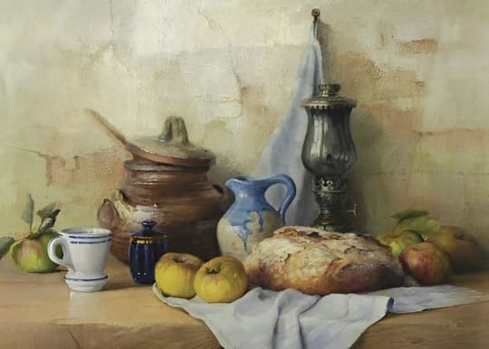Still Life with Apples and Pottery