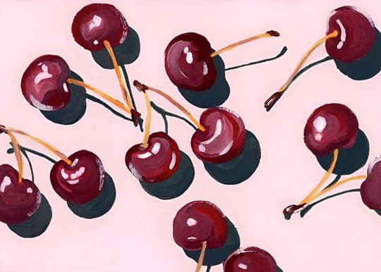 Cherry Cluster on Pink