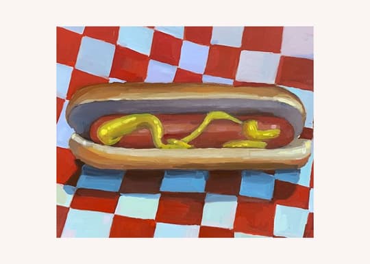 Hot Dog on Checkered Paper
