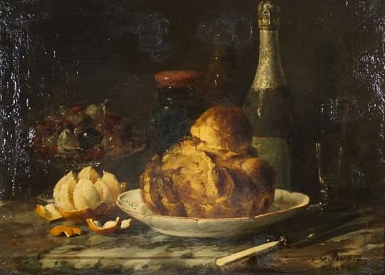 Still Life with Pastries and Wine