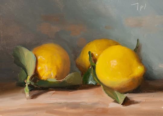 Three Lemons on Gray