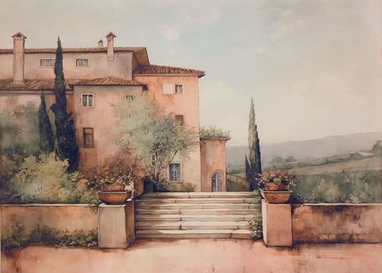 Tuscan Villa at Sunset