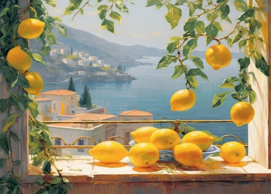Lemon Garden with Lake View
