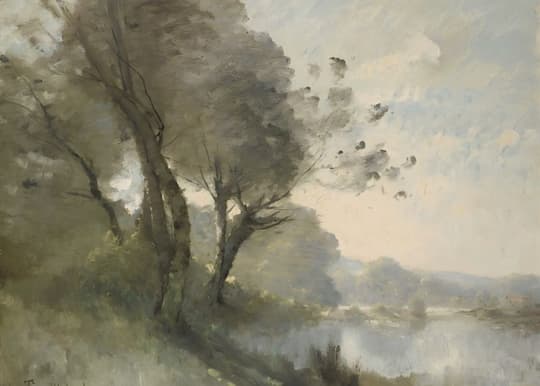 Windswept Tree by the River