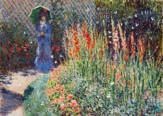 Woman in Garden with Poppies