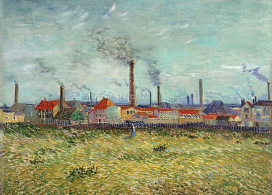 Industrial Town with Smoking Chimneys