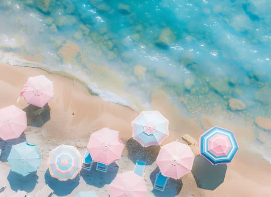 Beach Umbrellas by the Shore