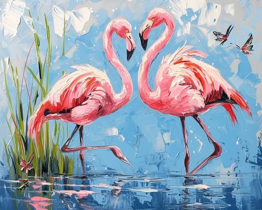 Flamingos by the Water