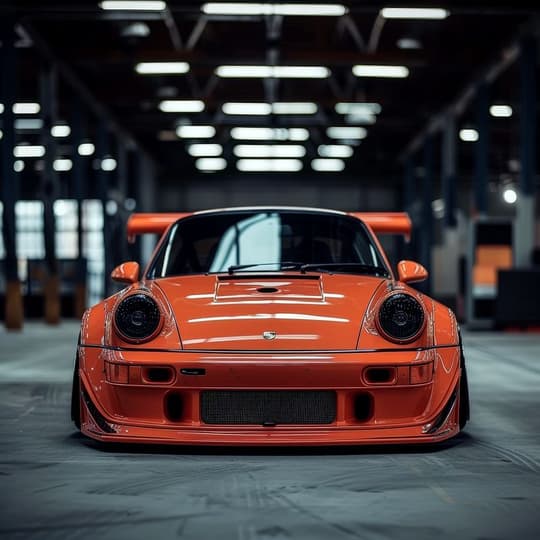 Red Sports Car in Garage